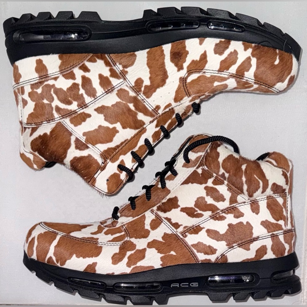 Nike Goadome Air Max ACG Boot Pony Hair Pack Brown Cow Print Men’s Size 14